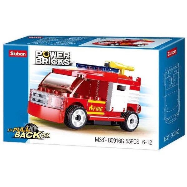 Sluban Power Bricks Pulls Back Cars Fire Truck 55pcs M38-B0916G Carousel 1