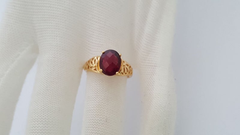 Beautiful 18ct Gold Pink/Red 3 CT Oval Checkerboard Cut Natural Tourmaline Ring Carousel 6