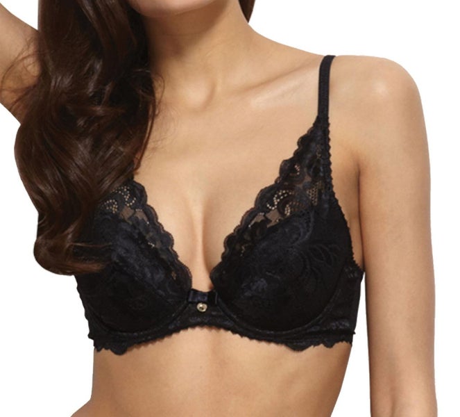 Gossard Gypsy 11117 Underwired High Apex Plunge Bra A-D Cup Black CS Carousel 1