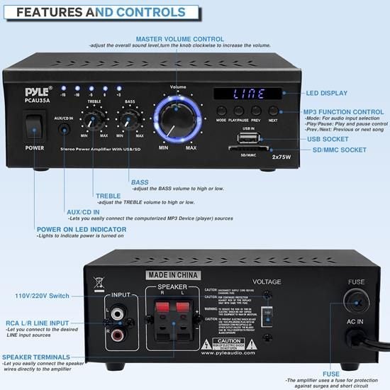 Mini 2 x 75W Stereo Power Amplifier 35A Carousel 2