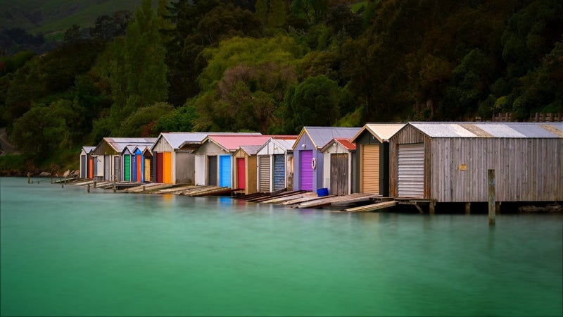 Canterbury Duvauchelle Bay Boat Houses Canvas 63cm x 35cm Carousel 1