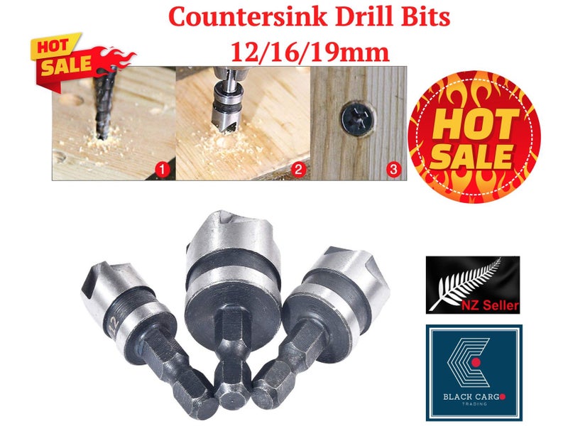 NEW new Universal 3Pcs Countersink Drill Bits sets Chamfer *Clearance* Carousel 1
