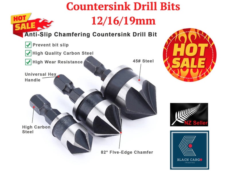 NEW new Universal 3Pcs Countersink Drill Bits sets Chamfer *Clearance* Carousel 2