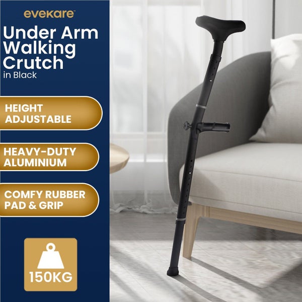Evekare Height-adjustable Heavy Duty Under Arm Walking Crutch - Black Carousel 10