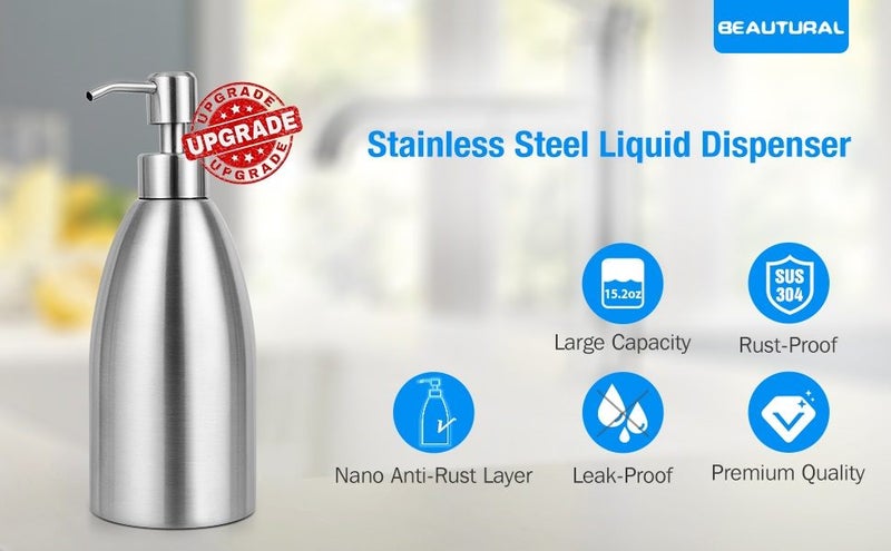 304 Stainless Steel Soap Dispenser Countertop Liquid Soap Pump Bottle Carousel 2