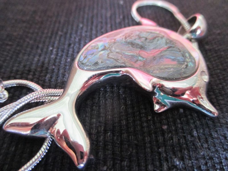 NZ Paua dolphin pendant - rhodium Carousel 2