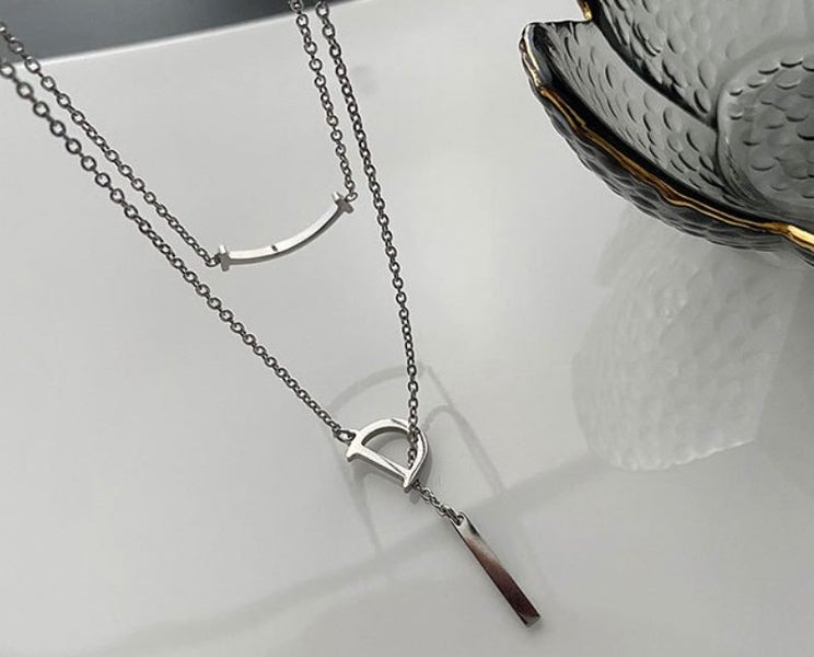 Necklace Stainless Steel Double Layer Design Necklace Carousel 2