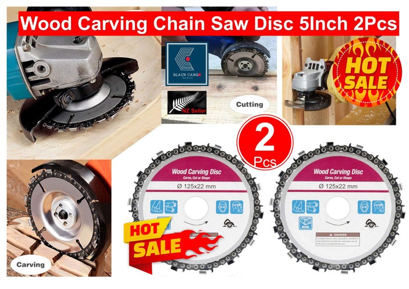 Brand New 2Pcs Angle Grinder Wood Carving Chain Disc Saw Blade *Sale NOW* Carousel 1