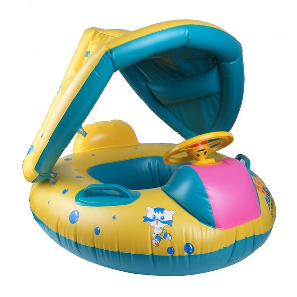 Baby Float Seat Boat Inflatable Ring Adjustable Sunshade Swim Pool Water Toys Carousel 1