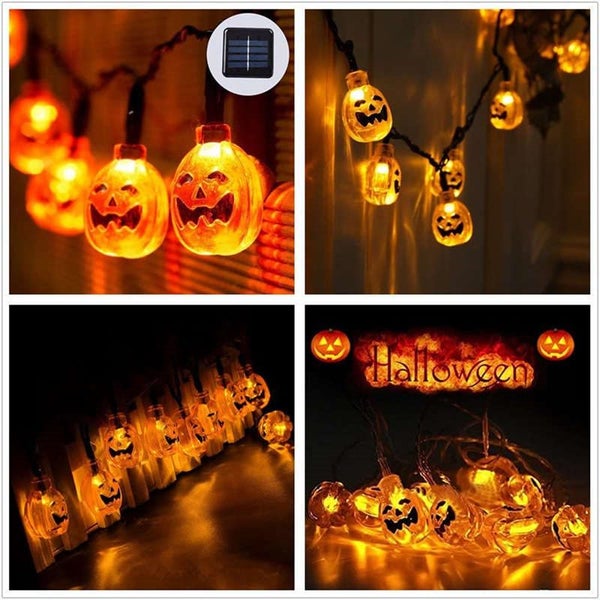 Solar Pumpkin String Lights Waterproof for Halloween Christmas Decor Carousel 5