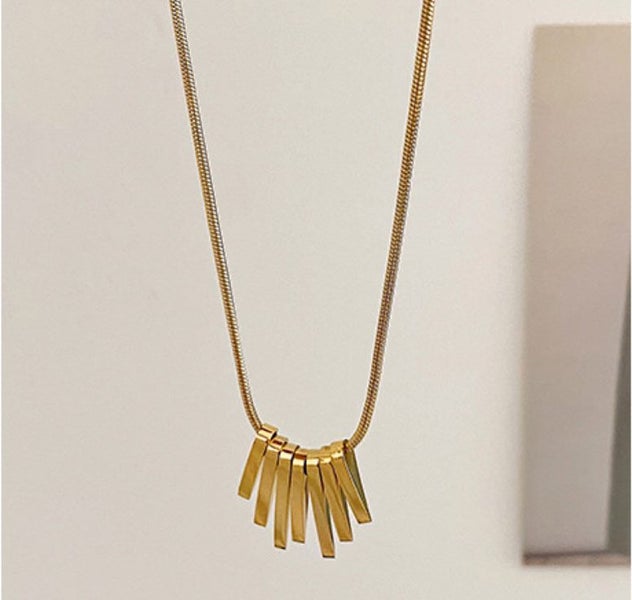 Necklace Stainless Steel Geometric Design Yellow Gold Plated Carousel 2