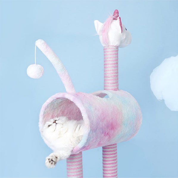 Cat Tree Tunnel Play Tree House-Unicorn Carousel 1