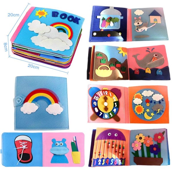 Washable Montessori Toddlers Busy Board 3D Baby Story Cloth Book Early Learning Carousel 4