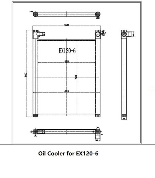 Hydraulic oil cooler for Hitachi EX120-6 /-5 part no: 4448373 670W*860H*50T Carousel 3