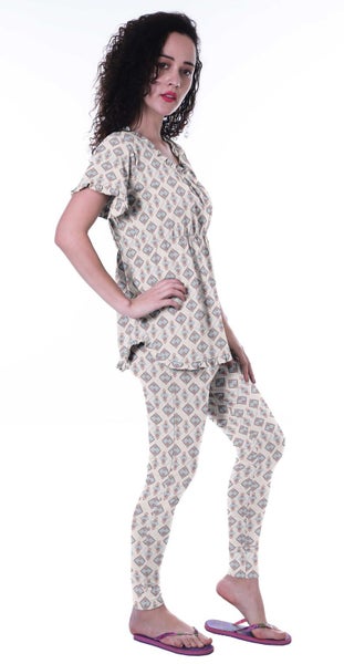 Moomaya Women's Printed Nightwear Set Pyjama Cotton Jersey Sleepwear 2 Pcs Carousel 6