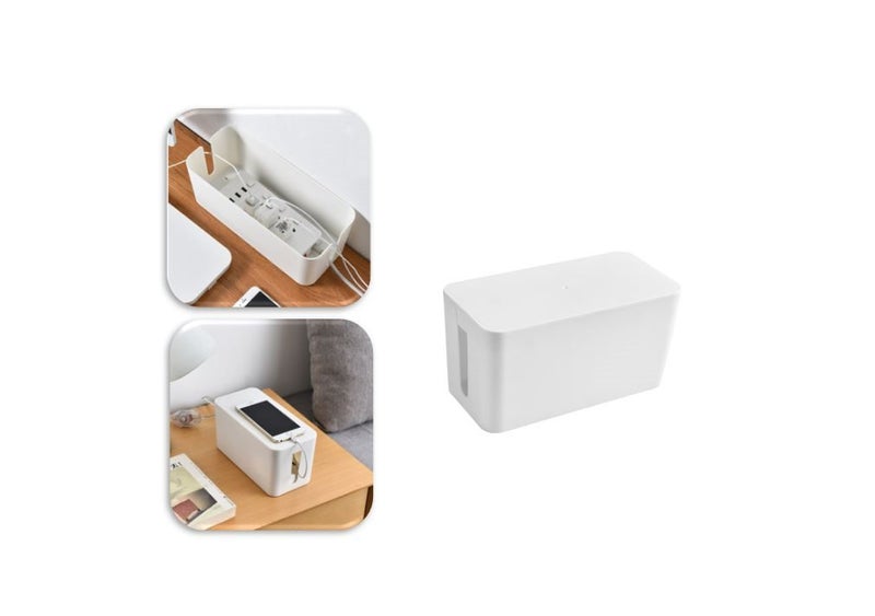 PTN WHITE 23cm Cable Management Box Cord Organizer Management Box Cord Box Carousel 1