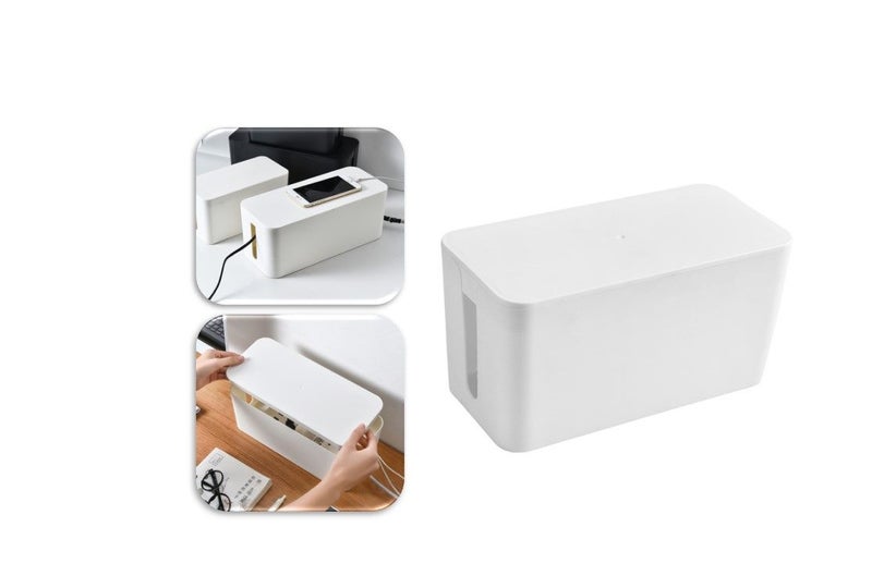 PTN WHITE 32cm Cable Management Box Cord Organizer Management Box Cord Box Carousel 1