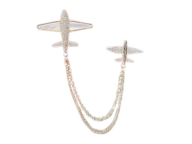 Brooch Fashion Plane CZ Diamonds BROOCH Carousel 1