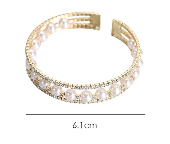 Bracelet CZ Pearl Yellow Gold Plated Adjustment Carousel 4