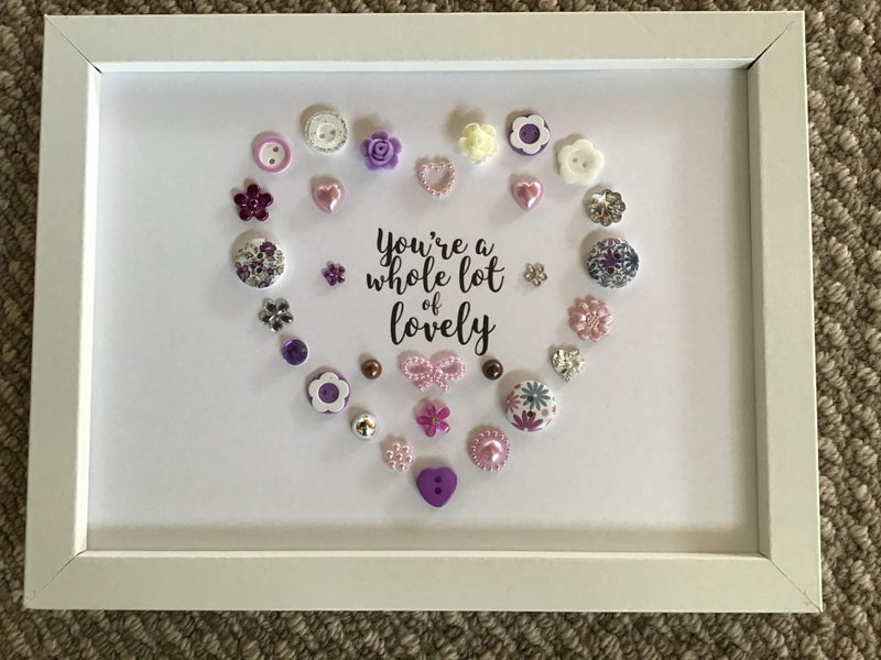 You’re a whole lot of lovely - beautiful buttons handmade framed gift, friend Carousel 1