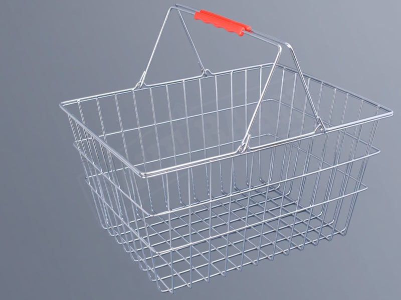 Supermarket Wire Shopping Basket Chrome Steel Carousel 1