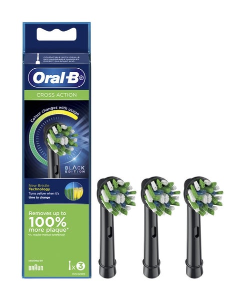 Oral-B Cross Action Replacement Head Refills 3Pk - Midnight Black Carousel 1
