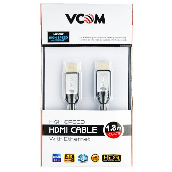 V-Com 1.8m HDMI 2.0 Lead 4K Ultra HD Cable Gold Plated Cord Connector w Ethernet Carousel 1