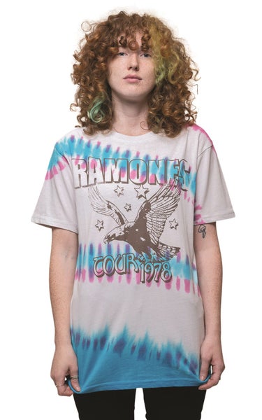Ramones T Shirt Eagle Band Logo new Official Unisex Dip Dye Natural Carousel 1