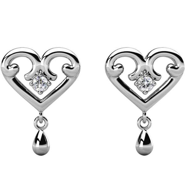 18K White Gold Crystal Heart Earrings "Elizabeth" Carousel 1