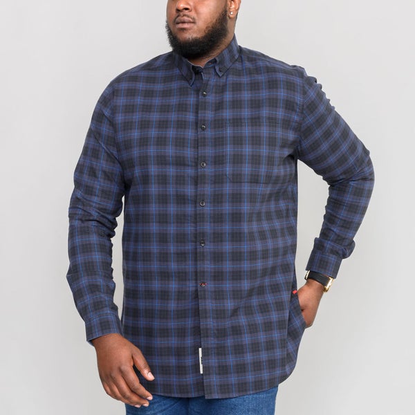 Duke D555 Mens Dovercourt Big Tall Buttoned Checkered Shirt - Blue Carousel 2