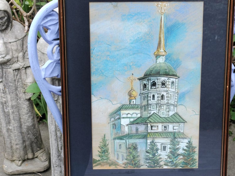 Original Vintage Painting of the Church of the Saviour, Irkutsk Carousel 2