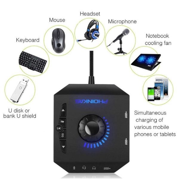 Sound Cards (External) T10 Multi Switch Usb Hub O Adapter External Stereo Card W Carousel 2