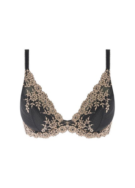 Wacoal Embrace Lace WA853291 W Underwired Plunge Bra Ebony/Shifting Sand CS Carousel 6