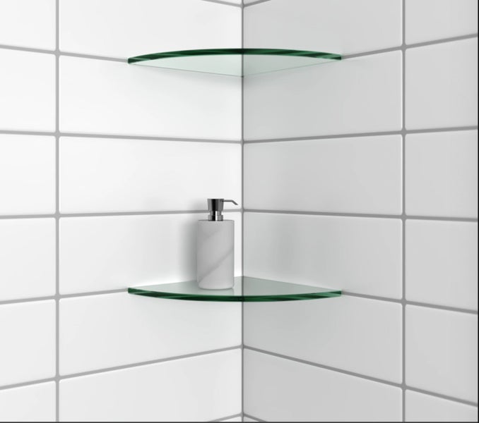 SALE Glass Shelf Corner Wall Hung #805 - Lennox Bathroom Carousel 1