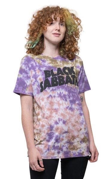 Black Sabbath T Shirt Wavy Band Logo new Official Unisex Dye Wash Blue Carousel 1