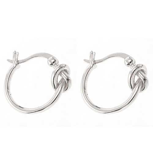 925 Sterling Silver Knotted Huggie Earrings "Kacee" (15mm) Carousel 1