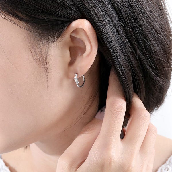 925 Sterling Silver Knotted Huggie Earrings "Kacee" (15mm) Carousel 2