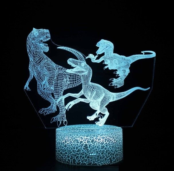 Dinosaur 3D Night Light, Power By USB or Battery, Color Changing Carousel 1