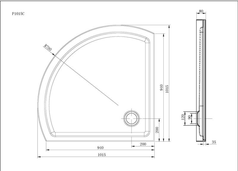 2 Meter HEIGHT 940X940mm Single Sliding Door Round Shower Carousel 4