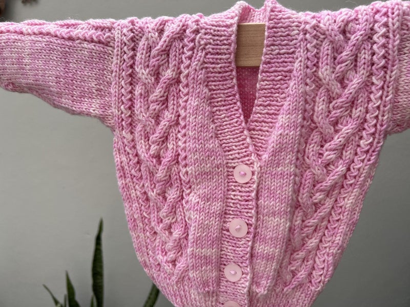 Baby Cardigan & Hat, Size 3-6 Mths, 100% Merino, Hand knitted, Made in NZ Carousel 2