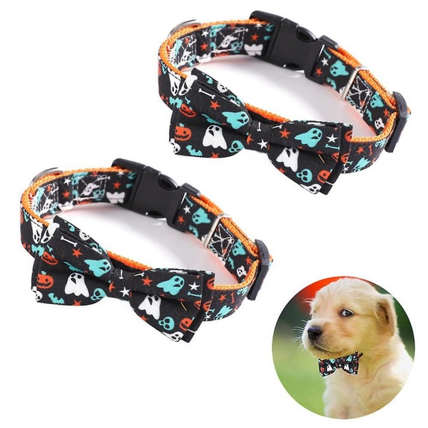 2pcs Halloween Cat Collar Breakaway With Bell Cat Collars Adjustable Collars Wit Carousel 2