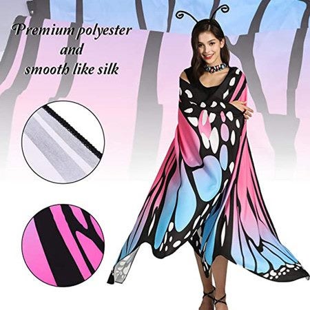 Butterfly Wings for Ladies Cape Nymph Pixie Halloween Costume Accessory Carousel 6