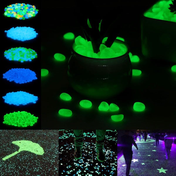 Deago 300Pcs Glow in The Dark Stones Garden Luminous Pebbles Stone Rocks for Ind Carousel 2