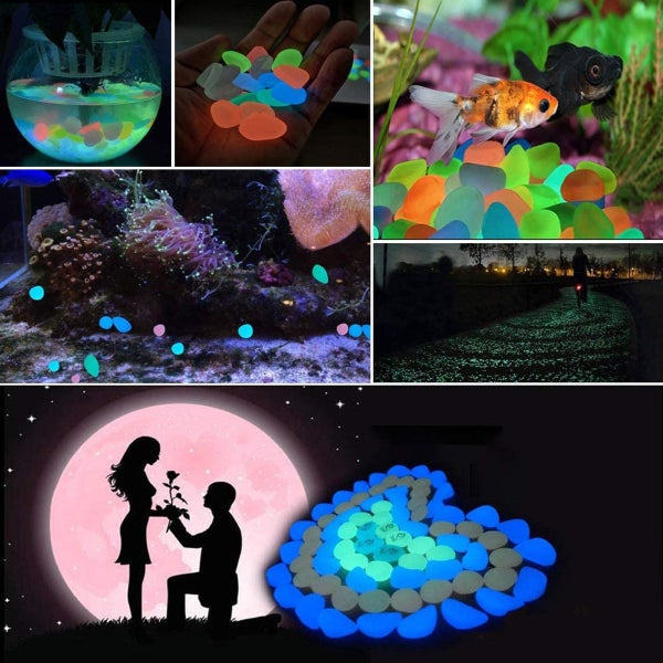 Deago 300Pcs Glow in The Dark Stones Garden Luminous Pebbles Stone Rocks for Ind Carousel 9