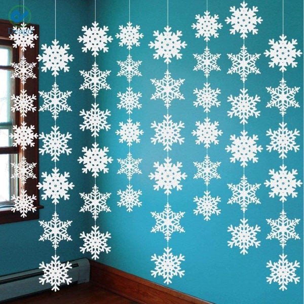 Deago 12PCS Winter Christmas Hanging Snowflake Decorations - White Snowflake Orn Carousel 2