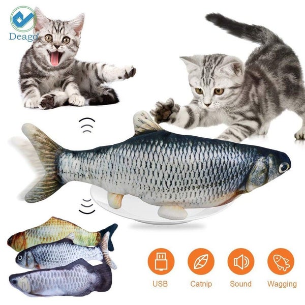 Electric Fish Cat Toys, Realistic Plush Moving Wagging Catnip Toys, Carousel 1