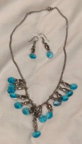Brand New Necklace & Earrings Set - Blue Carousel 1
