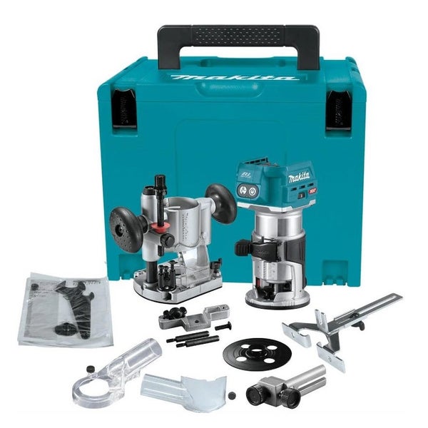 Makita 40V Brushless Laminate Trimmer RT001GZ05 with Plunge Base Set Carousel 1