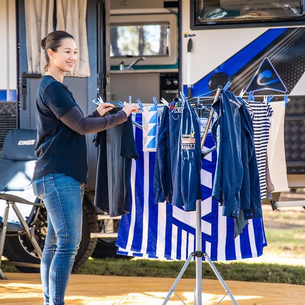 Adventure Kings Camping Clothesline Portable Collapsible Hanging Clothing 6 Rope Carousel 2