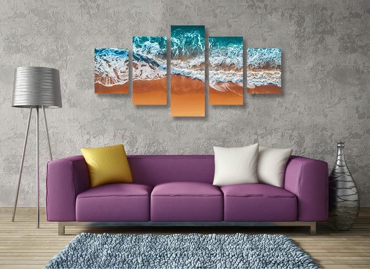 ON SALE FREE SHIPPING: Large 5 Piece Canvas Print - Winding waves Carousel 2